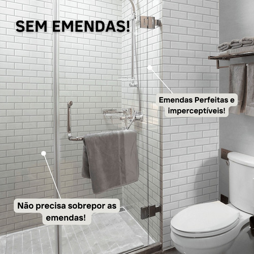 Azulejo Metro White Adesivo Para Cozinha Moderno Lavável 10m