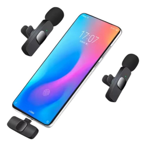 Pack 2 Und Mini Micrófono Solapa Inalámbrico Para Teléfono Negro