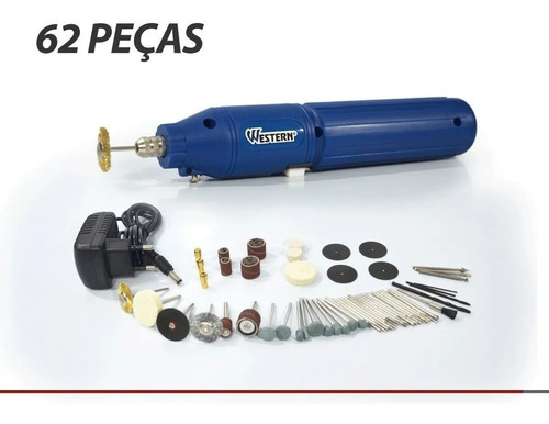 Micro retífica Western Profissional a bateria - com 62 acessorios - Eda R-60