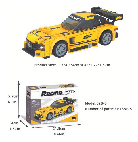 Mini Modelo Amarillo Azul Para 2 Coches, Bloques De Construc