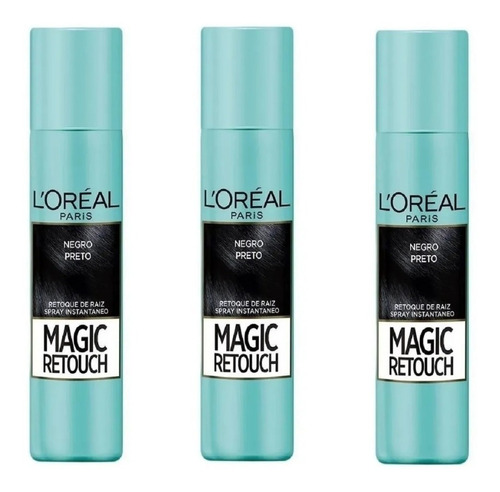 3 Pc L'oréal Paris Magic Retouch  Retocador De Raíces Negro