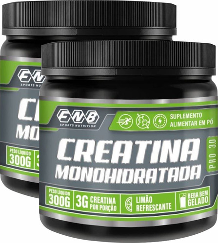 Kit Com 2 Creatina Monohidratada 300g 3.0 Sabor Limão Fnb