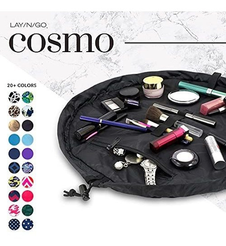 Cosmetiquera Circular De 20 Pulgadas Con Cordon Color Negro