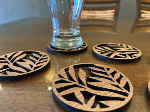 Apoyavaso Posavaso Deco Moderno Decoracion De Mesa Mdf Wit Posa Vaso Hojas Hojas Palmera