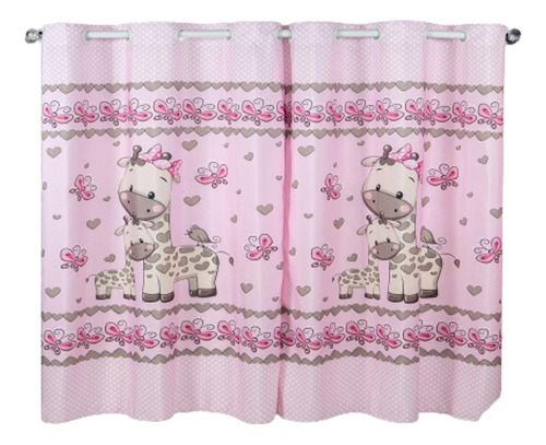 Cortina Infantil Sublimada Estampada 2,00 X1,50m Girafa Baby