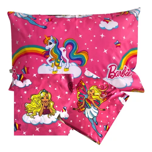 Jogo de Cama Solteiro Lepper Barbie Sereia 2 Peças Rosa - Compre