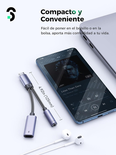 Adaptador De Audífonos Usb C Para Huawei,xiaomi,oppo,tableta Color Plateado