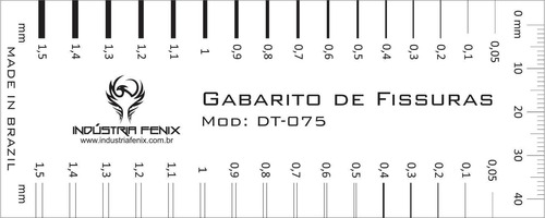 Fissurômetro Gabarito Régua Fissuras Fiss01 Pvc Transp Fenix