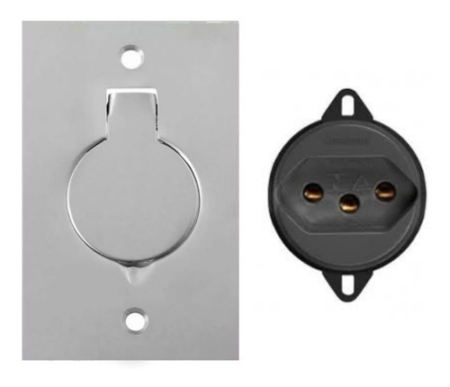 Kit Com 7 Placa Piso 4x2 Tomada Alumínio + Tomada 20a/10a