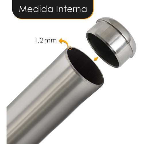 Kit 13 Suporte Corrimão 11/2 Inox + 12 Tampa Encaixe Interno