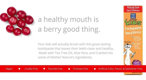Kiss My Face Kids Fluoride Free Toothpaste, Berry Smart Tubo