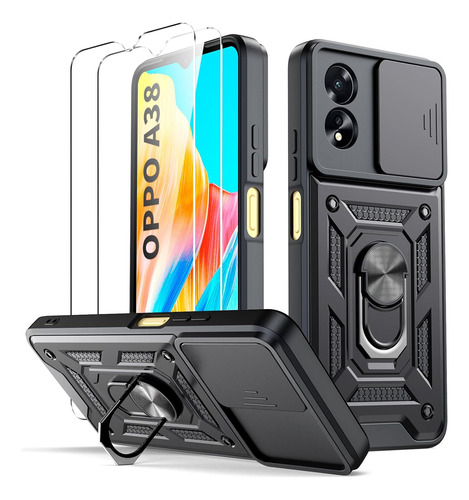 Funda Cámara Deslizante Para Oppo A38 Carcasa + 2 Mica