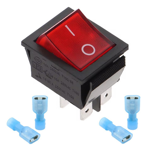 Switch Boton Inversora Reforzado On Off 250v 30a Terminales Rojo