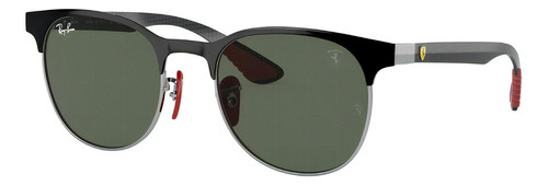 Óculos De Sol Ray-ban Rb8327-m F060/71 53 Linha Ferrari Cor Preto Cor Da Armação Preto E Prata Cor Da Haste Preto Cor Da Lente Verde Desenho Redondo