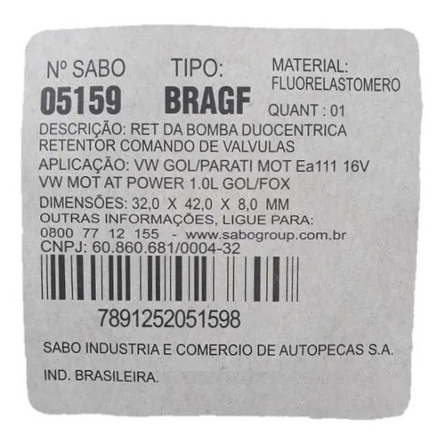 Retentor Eixo Comando Valvulas Saveiro 1.6 Ea111 09 10 11/..
