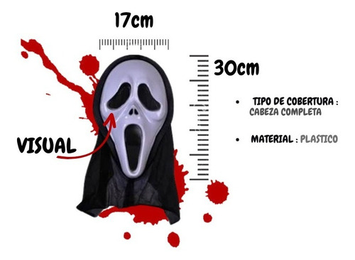 Mascara Premium con capucha El Grito Scream Color ghostface