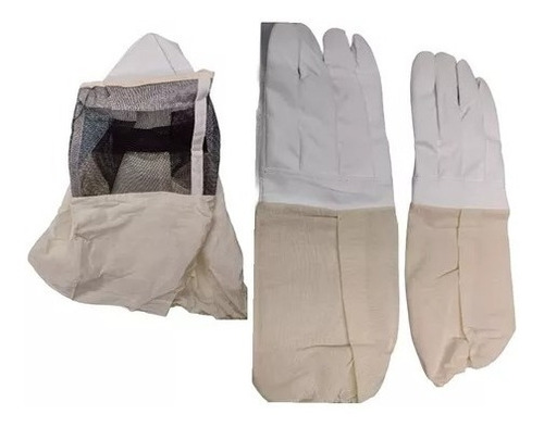 Par De Guantes De Apicultor + Velo De Protecion P/ Abejas