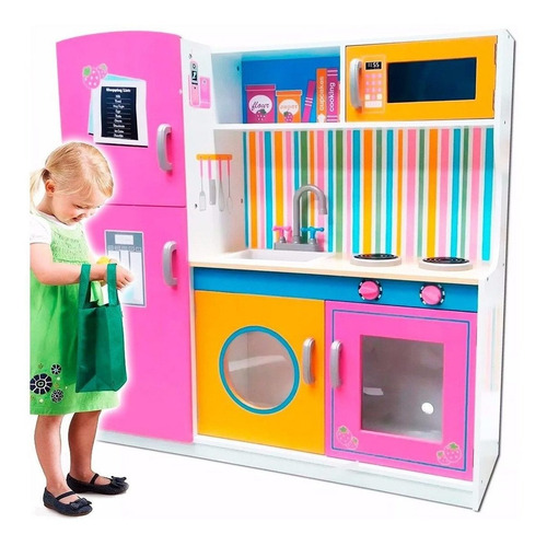 Imagen 9 de 9 de Cocina Grande Madera Infantil Niña + Regalo Peppa Pig El Rey