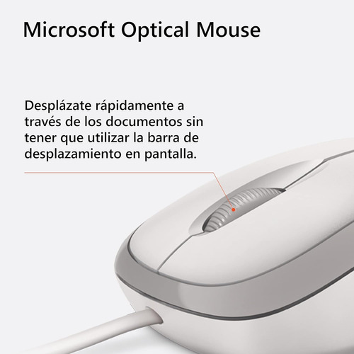 Mouse Microsoft Blanco Con Cable Usb