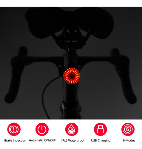 L Luz Trasera Led De Advertencia Para Bicicleta Con