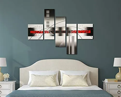 5 Piezas Arte Moderno Abstracto Pintadas A Mano En Óleo
