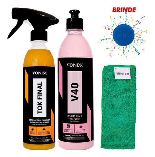 Kit Polidor V40 4 Em 1 + Cera Carnauba Tok Final Vonixx Cor All Colors