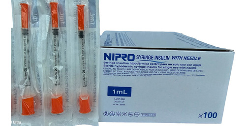 Jeringa De Insulina 1 Ml Aguja Fija 30g X 1/2 De Nipro