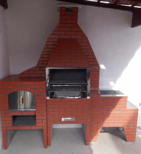 3em1 Churrasqueira 75cm,forno Pizza+fogão Lenha Baby 2bocas
