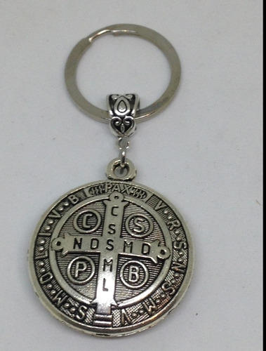 Imagen 5 de 7 de San Benito Medalla Llave 6cm Plata Tibetana