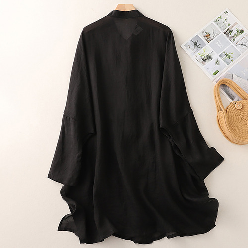 Vestido Holgado Tipo Camisa De Algodón Y Lino Para Mujer, Co
