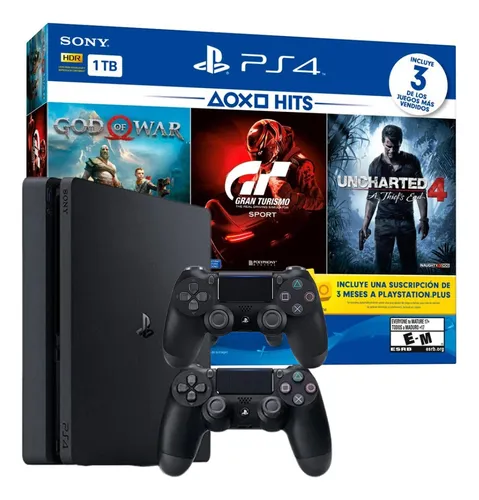 Sony PlayStation 4 Slim 1TB Extra DualShock 4 Controller cor preto