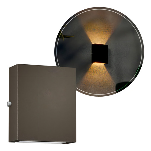 Arandela Externa Mini Slim 2 Focos Marrom Alumínio Parede Muro Para Led G9 Mf143