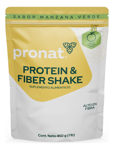 Suplemento Protein & Fiber Shake (450 Gr) - Pronat Sabor Manzana Verde 