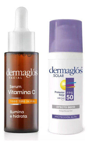 Kit Facial Dermaglós Serum Vitamina C + Protector Fps 50