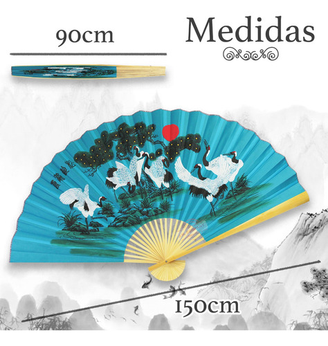 Abanico De Papel Madera Chino Gigante Decoracion Ap-557 Ic*