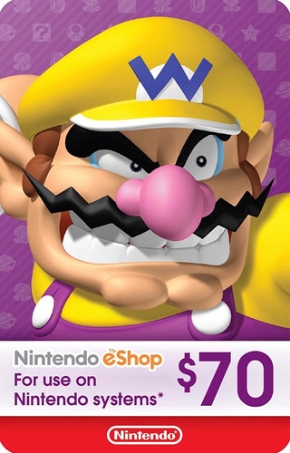 Tarjeta Nintendo Eshop Card Prepago 3ds Switch Us$70 Recarga