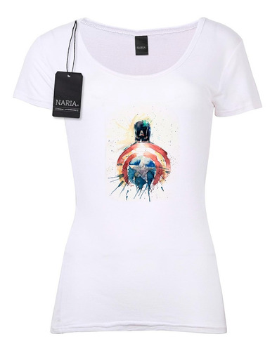 Remera Dama Capitan America Diseño Art Logo - Psam3