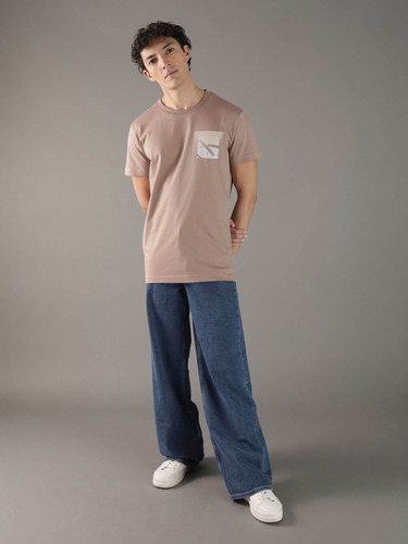 Playera Café Calvin Klein Hombre Con Cuello Redondo