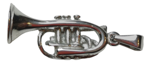Dije Clarin Instrumento Musical Acero Quirurgico C/ Llaver Color Plateado