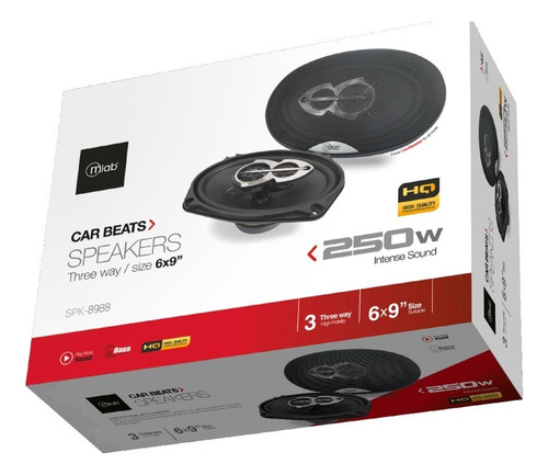 Parlantes Componentes Para Auto Ovaladas 250w Mlab Color Negro