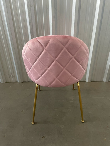 Set X2 Sillas Sybil Shell Tapizada Pana Pata Dorada Emuebles Pana Dorado Rosa