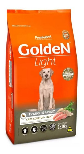 Ração Cães Adultos Frango E Arroz Light 15 Kg Golden