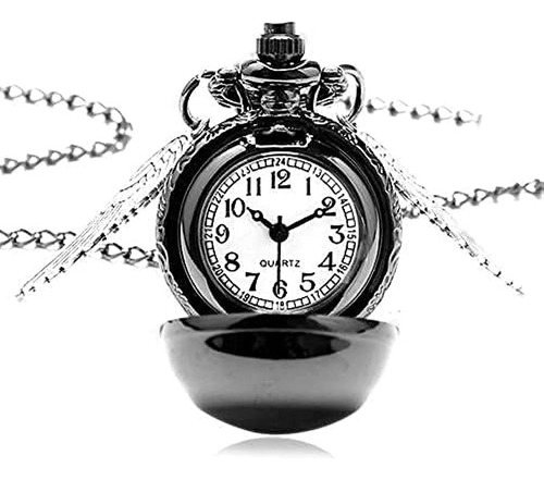 Collar Harry Potter Snitch Negra Con Dije Reloj Hermione