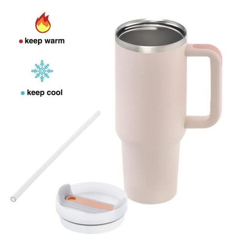 Vaso Térmico De 40 Onzas Con Asa Y Tapa Con Popote, Vasos