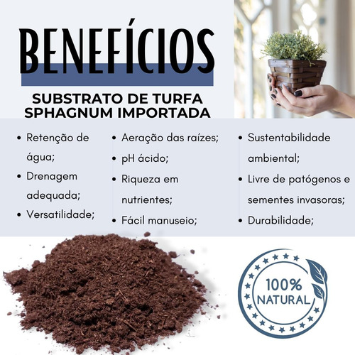Substrato De Turfa Sphagnum Importada Premium 10 Litros