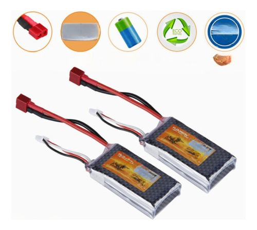 2 X 2s 7.4v 1500mah 35c Batería Lipo Decanos Para Auto Rc He