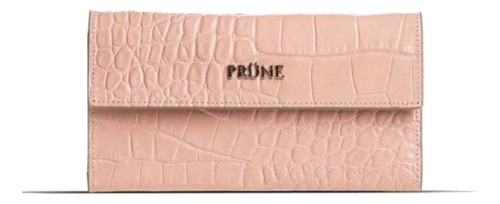 Billetera Prüne Chicago con diseño Cocodrilo color rose de cuero - 9.5cm x 16.5cm x 1cm