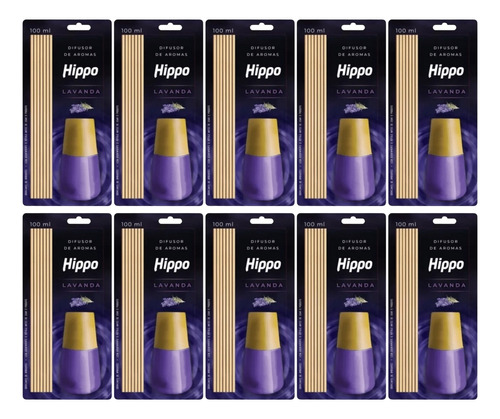 10 Un. Difusor De Ambientes Hippo 100ml Lavanda Aromatizador