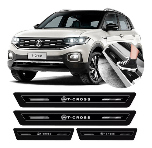 Soleira Protetor Porta Platinum Vw T-cross 2019 2020 - Preto