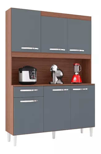 Alacena Mueble Auxiliar Cocina Carine 6 P Gris - Capuchino